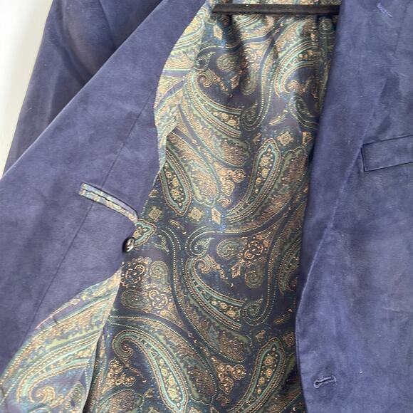 Lauren Ralph Lauren faux suede paisley lined two button single vent sport coat - Picture 5 of 7